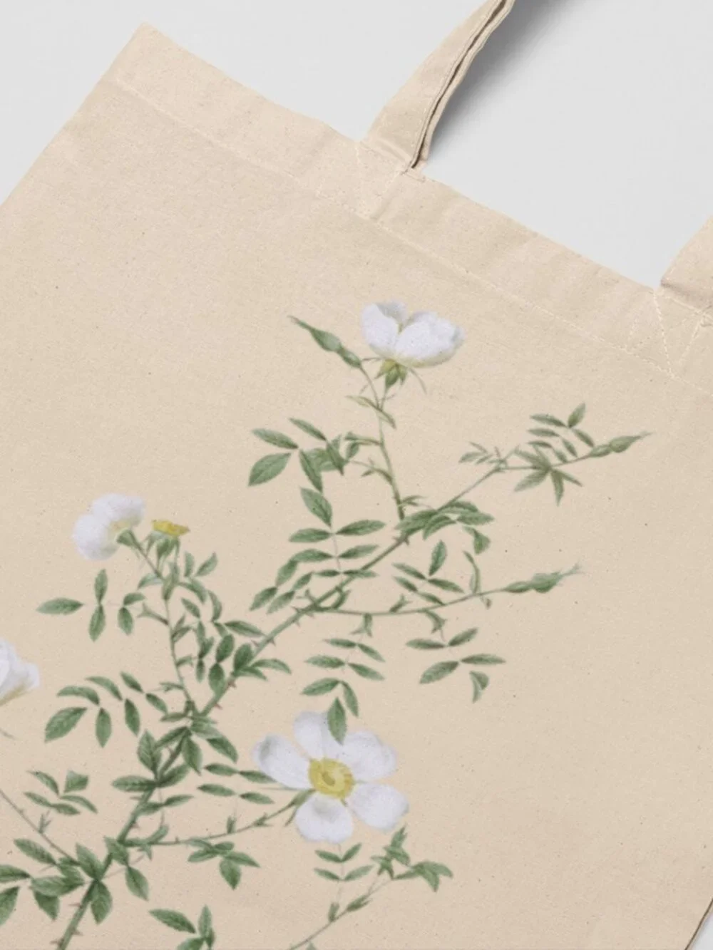 Myrtle-Leaved Hedge Rose Vintage Floral Print Graphic Canvas Tote Bag